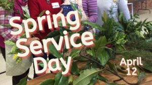 spring service day- plants and flowers on table