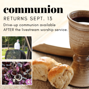 communion returns-- cup, bread, drive-up image