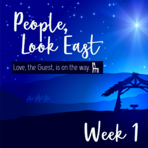 Advent image--manger scene people look east, week 1