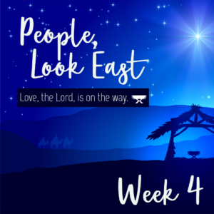 Advent image--manger scene people look east, week 4