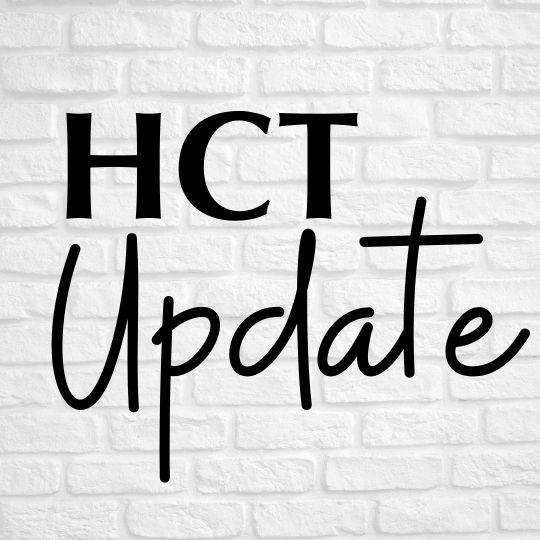 white brick wall with the words HCT Update on top