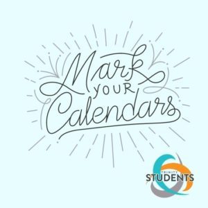 mark your calendars and students logo on light teal