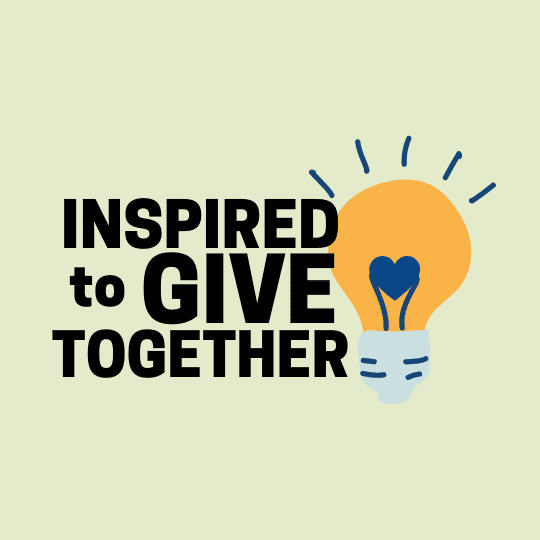lightbulb graphic with the words Insipired to Give Together