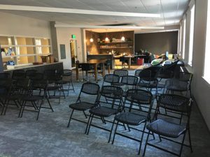 renovated student space --chairs set for presentation